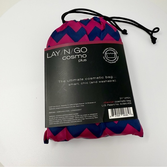 Lay-n-Go Cosmo Plus Chevron Drawstring Cosmetic Bag 21” Travel makeup organizer - Picture 7 of 7